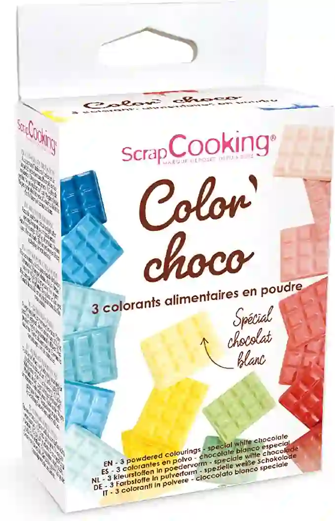 ScrapCooking 3 Colorants Liposolubles pour Chocolats Colorants Color Choco Rouge Bleu Jaune en Poudre Ingredients Patisserie Paques Noel 4012