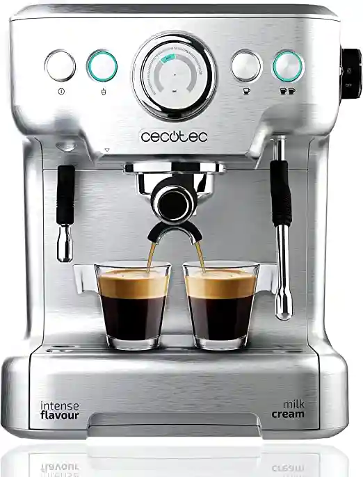 Cecotec Machine a cafe Express Power Espresso 20 Barista Pro. 2 Thermoblocks 20Bars Manometre Mode Auto pour 1 et 2 Cafes Buse vapeur Orientable Conduit pour Infusions 2900W