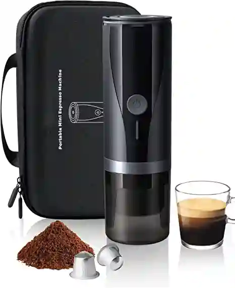 Minimachine a espresso portable a piles avec auto chauffage en 3 4 minutes compatible avec les capsules NS et le cafe moulu
